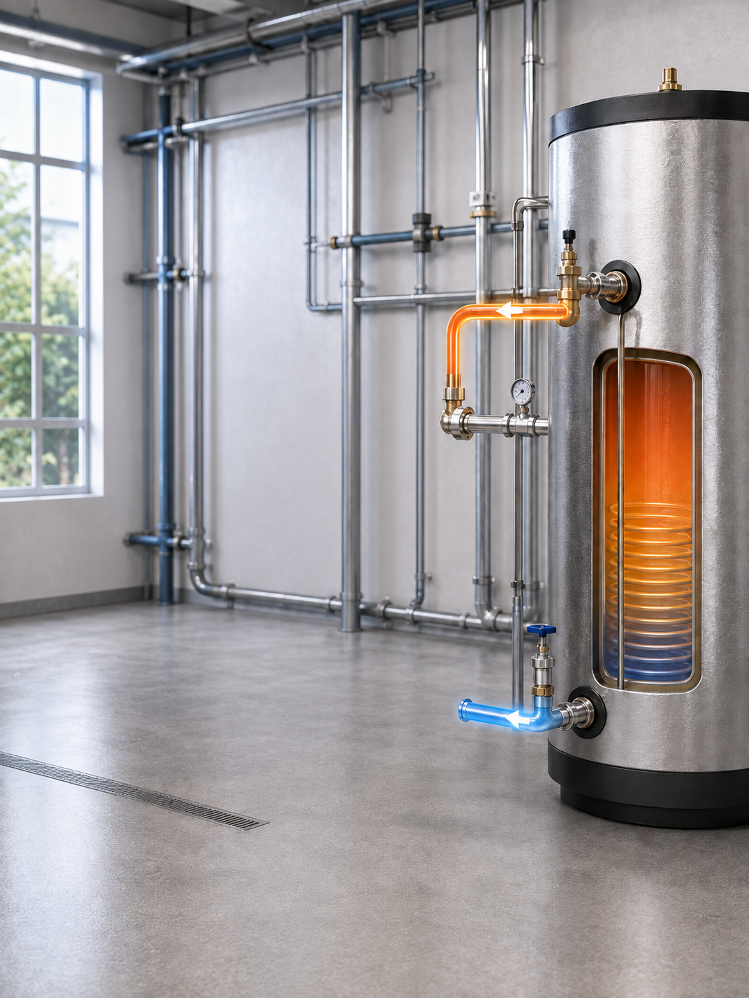 Refrigeration condenser heat recovered into plant hot water